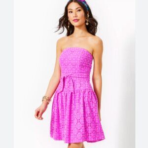 Lilly Pulitzer Akela Strapless Eyelet Orchid Oasis Strapless Dress NWT Size 10